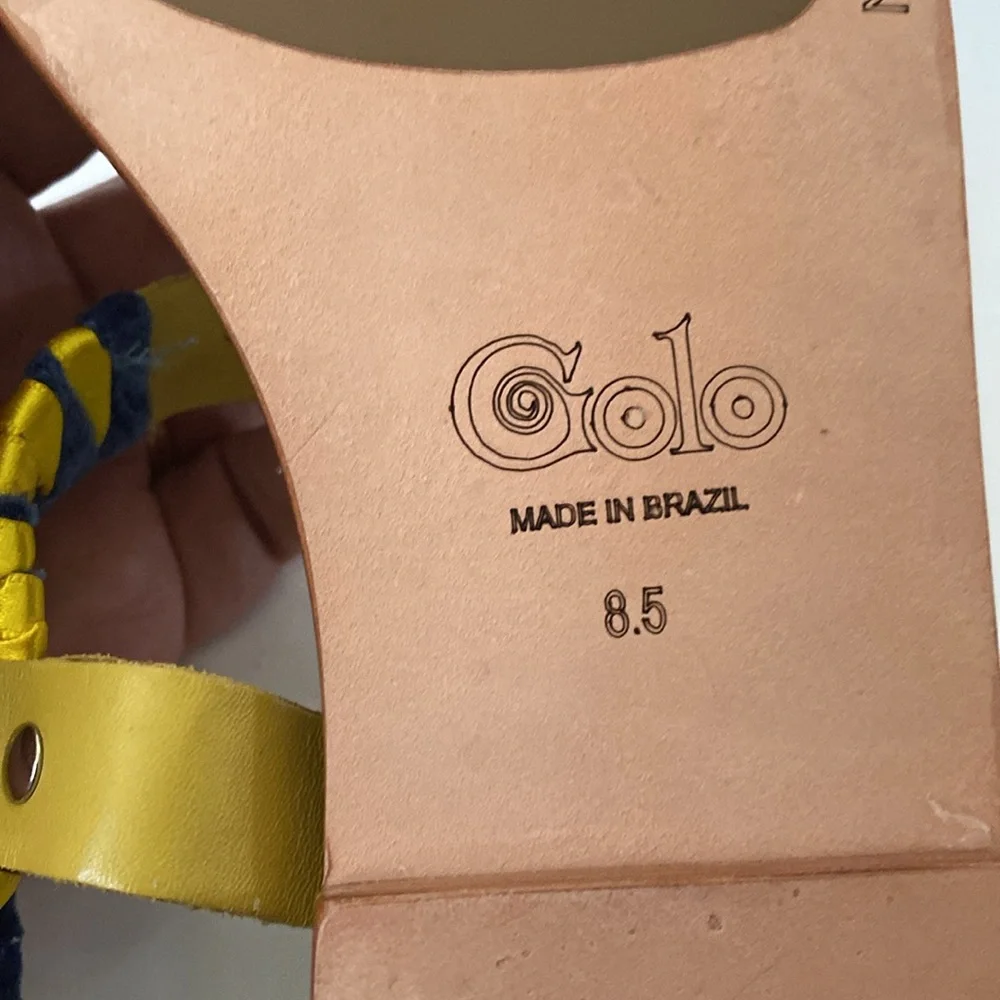 NWOT GOLO Asymmetric Ankle Strap Sandal - Yellow Fever Combo size 8.5 Brazil
